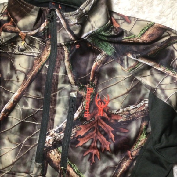 HUNTSWORTH EVO SOFTSHELL PULLOVER 1/2 ZIP CAMO OAK TREE CAMOUFLAGE JACKET MENS L - Picture 5 of 6